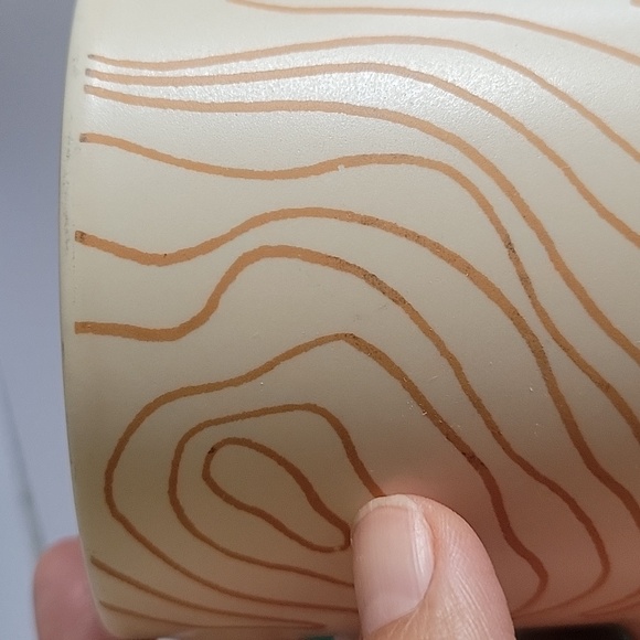 Whitney Kerney for Causebox. Beige Coffee Mug.Beige Abstract wood tree Lines. - Picture 6 of 11